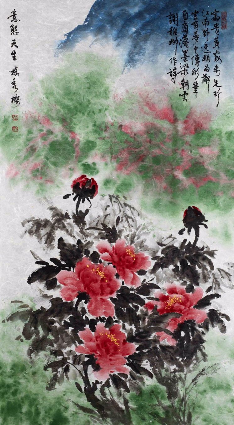 十月底北京保利拍賣公司，拍賣標的「意態天生」（捲軸）。 137x74cm 彩墨 2016（起標價10萬人民幣）